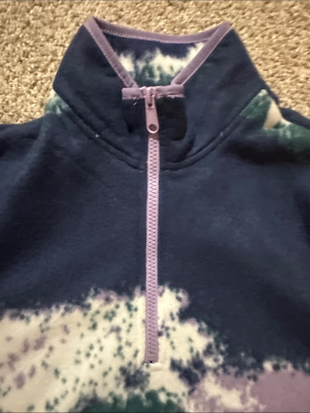 Tie-Dye Half-Zip Fleece Pullover - Navy, Lavender, Teal - Picture 3 of 4